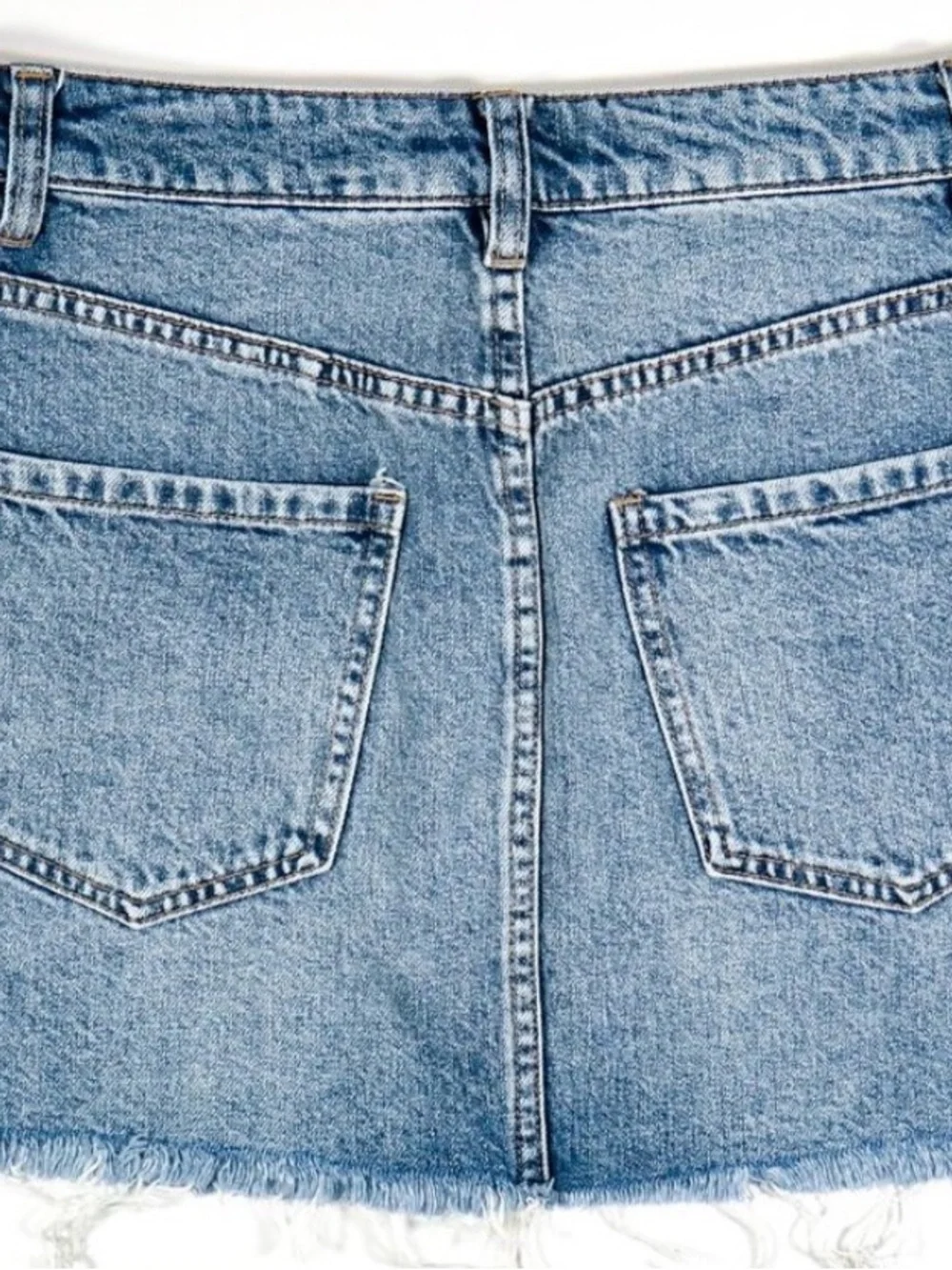 Free People Light Blue Denim Zip-Front Mini Skirt - Size 24